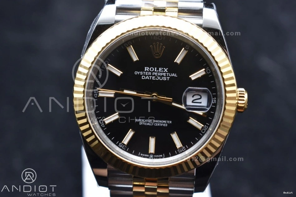 SS VR3235 DateJust Steel Clean Edition YG 41 Bracelet Black 1:1 126333 Stick on Dial Best 904L Jubilee 0425